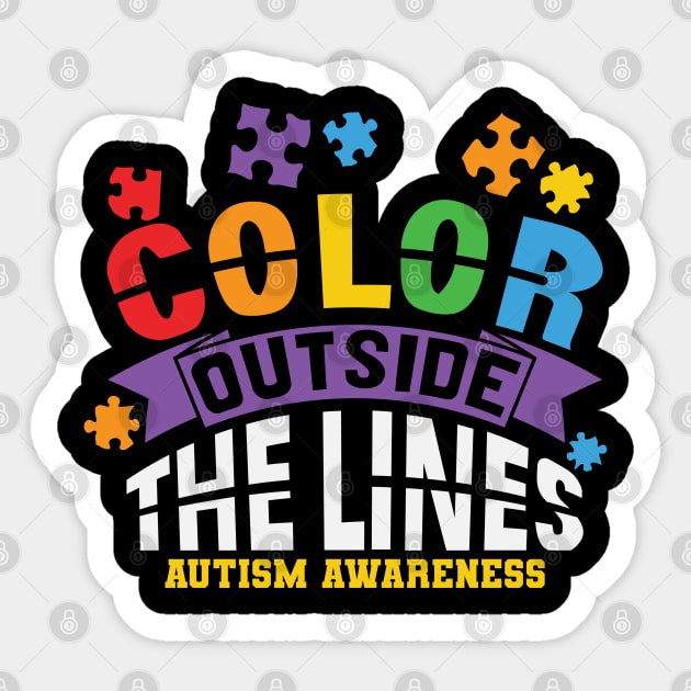Color Outside The Lines - Autism Awareness Sticker by busines_night